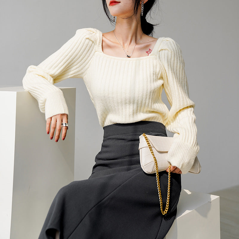 Women's square neck sweater