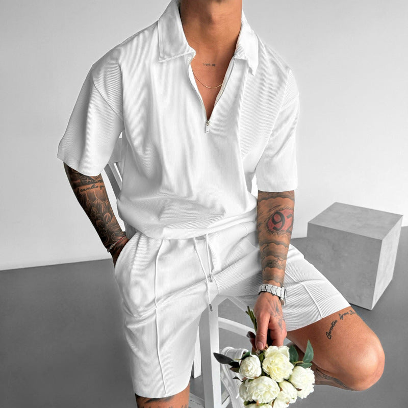 Men's Summer Polo Shorts Set
