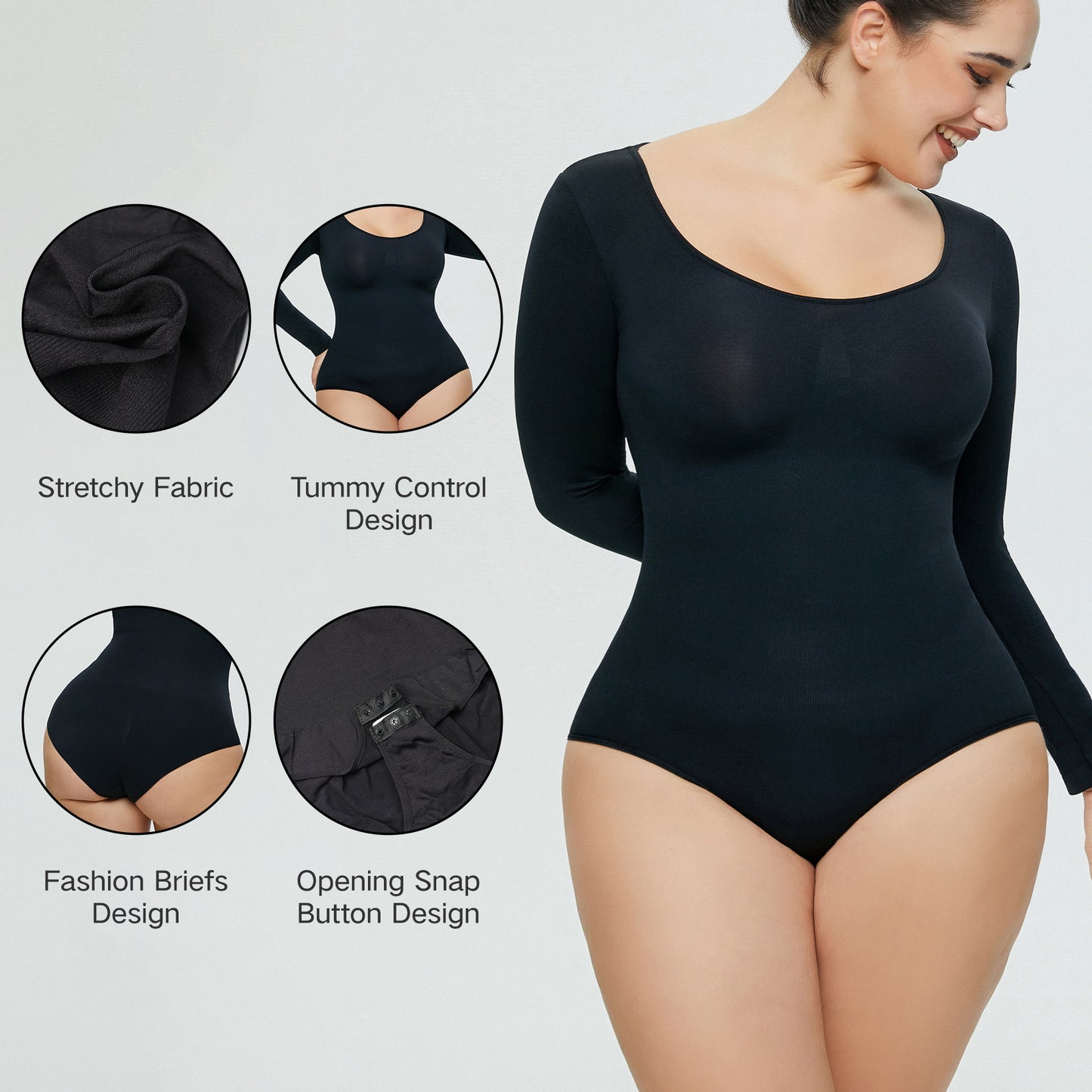 Women's Seamless Long-Sleeve Body Shaper Jumpsuit