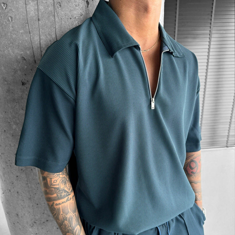 Men's Summer Polo Shorts Set