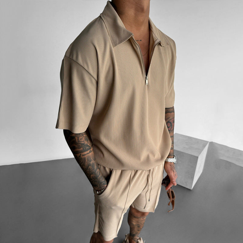 Men's Summer Polo Shorts Set
