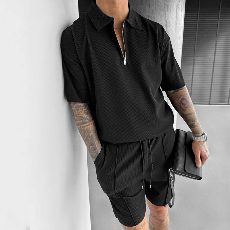 Men's Summer Polo Shorts Set
