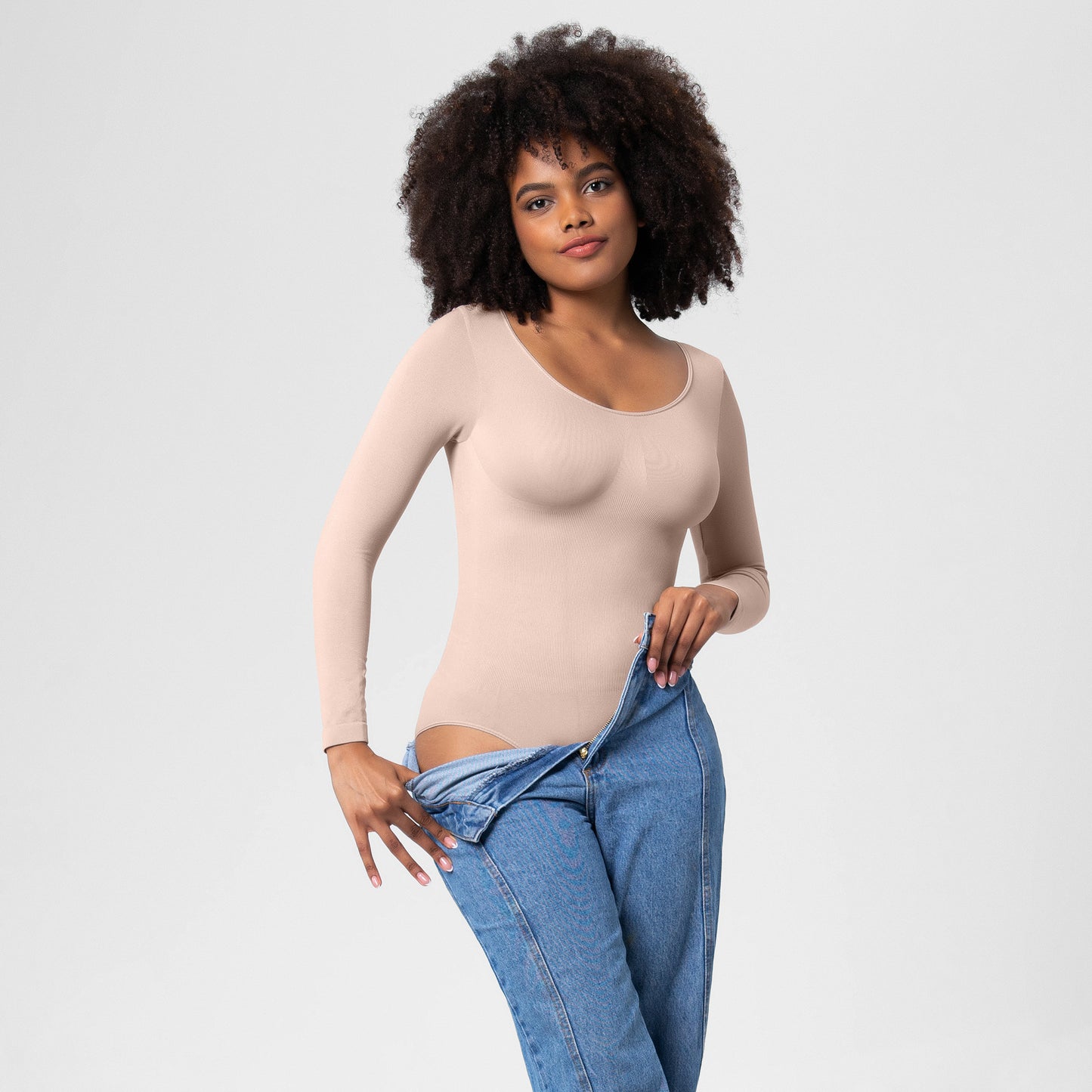 Women's Seamless Long-Sleeve Body Shaper Jumpsuit
