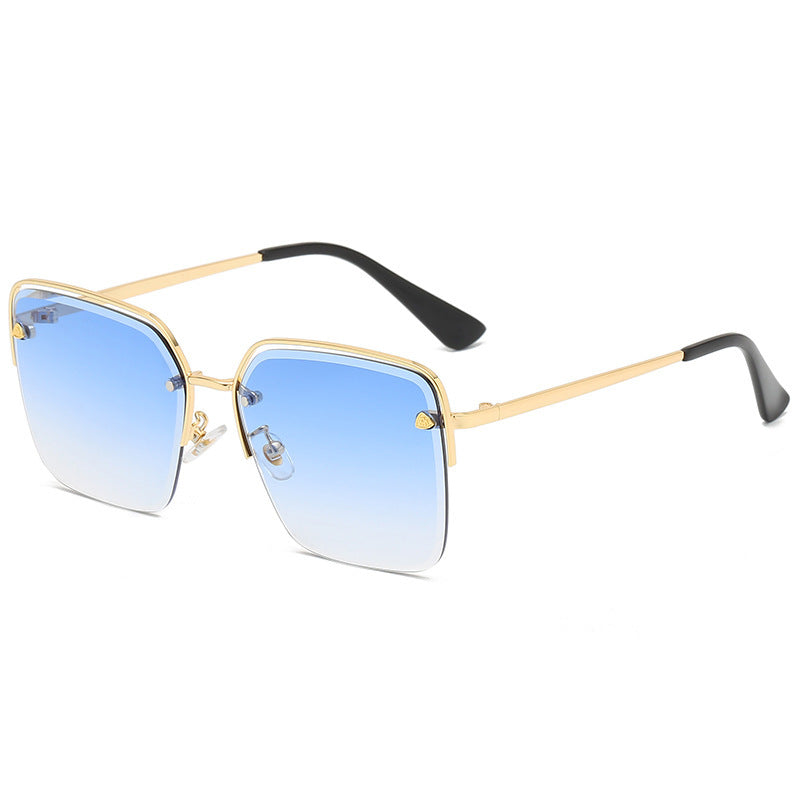 Trendy Gradient Half Frame Sunglasses
