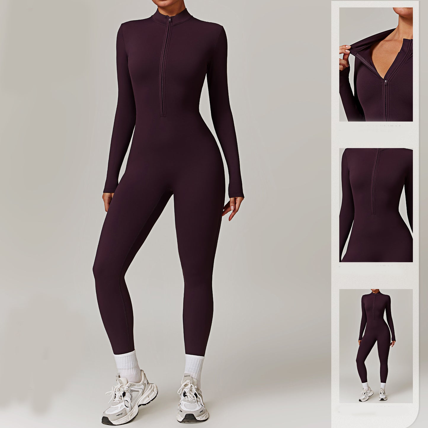 Women's Zipper Fitness Jumpsuit