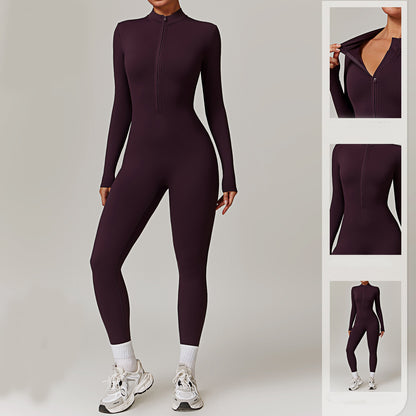 Women's Zipper Fitness Jumpsuit