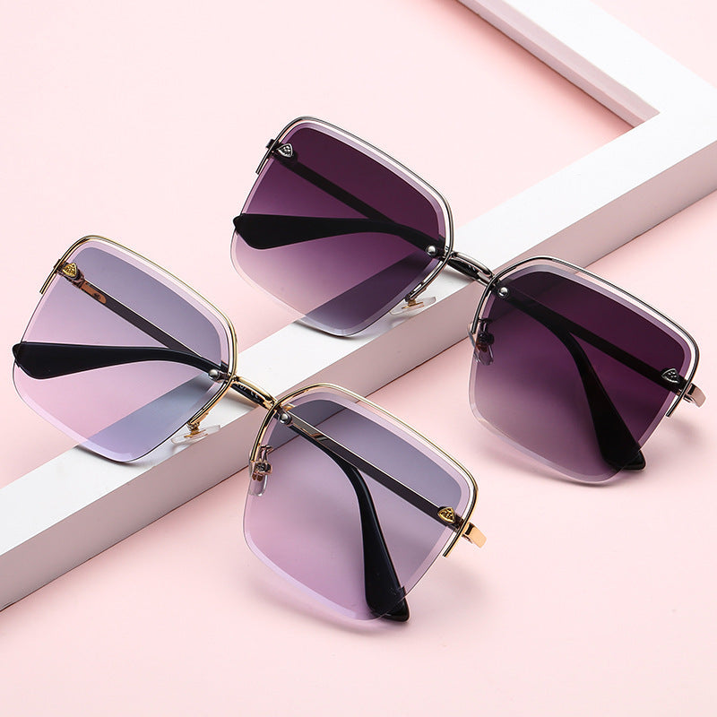 Trendy Gradient Half Frame Sunglasses