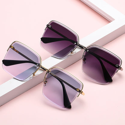 Trendy Gradient Half Frame Sunglasses