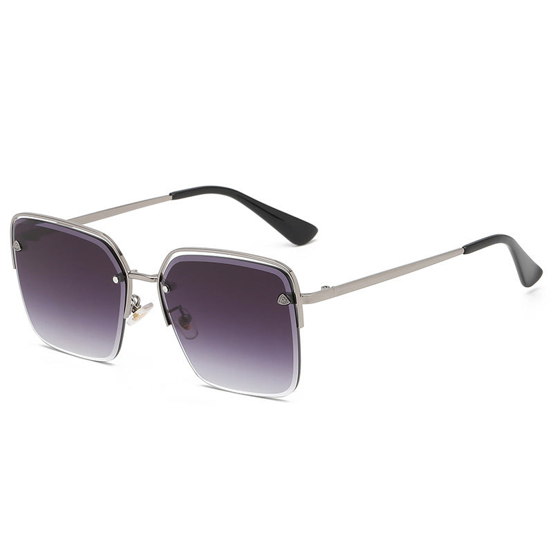 Trendy Gradient Half Frame Sunglasses