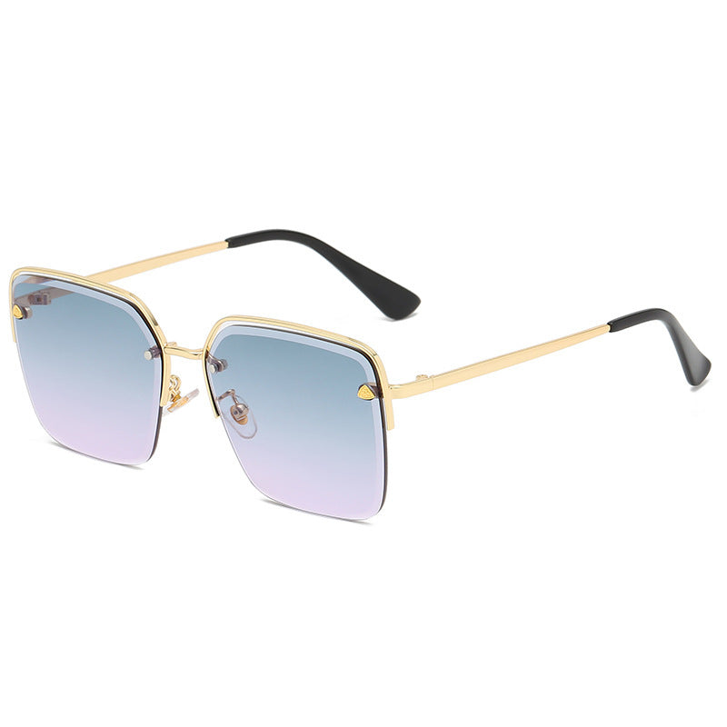 Trendy Gradient Half Frame Sunglasses