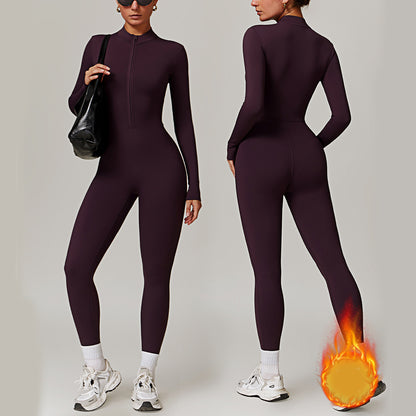 Women's Zipper Fitness Jumpsuit