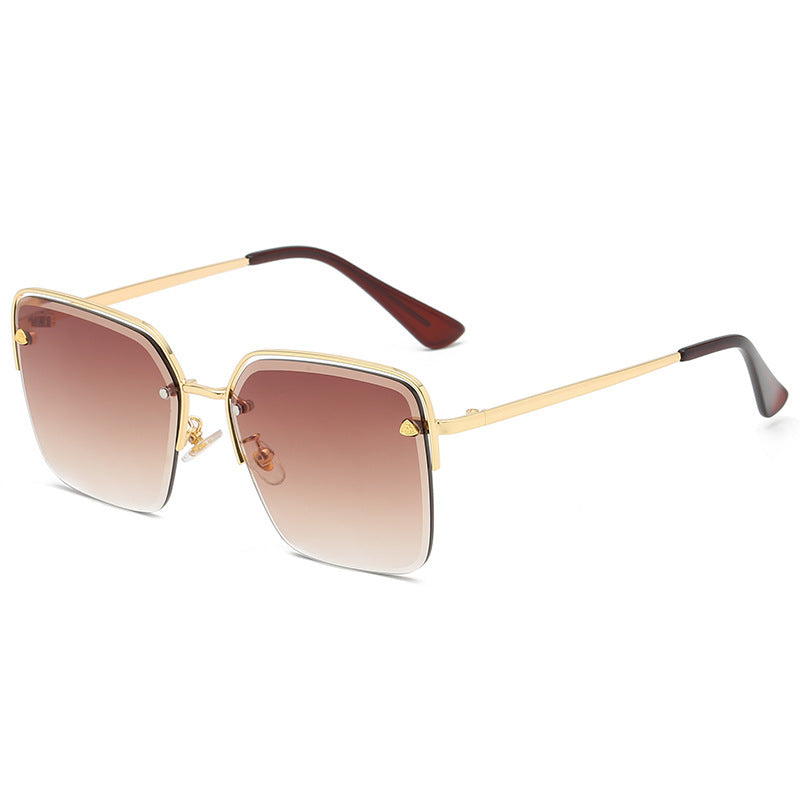 Trendy Gradient Half Frame Sunglasses