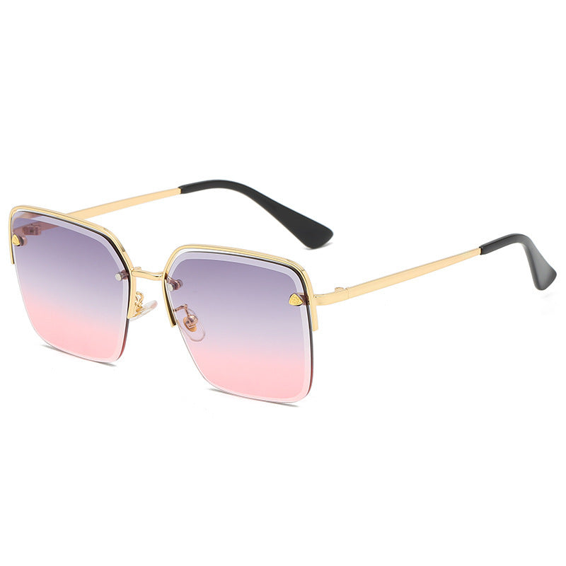 Trendy Gradient Half Frame Sunglasses