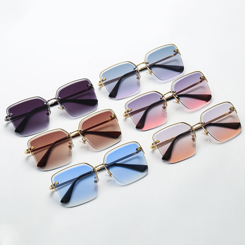 Trendy Gradient Half Frame Sunglasses