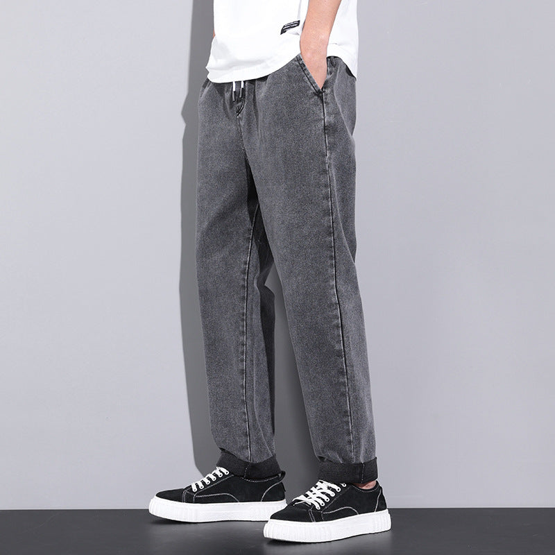 Men's Summer Wide Leg Jeans – Loose Fit Drawstring Trousers