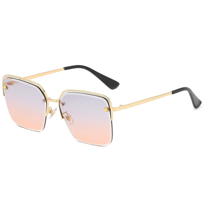 Trendy Gradient Half Frame Sunglasses