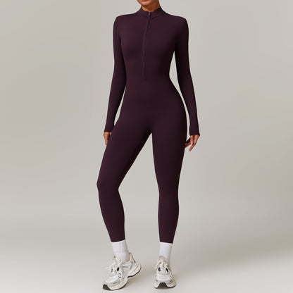 Women's Zipper Fitness Jumpsuit