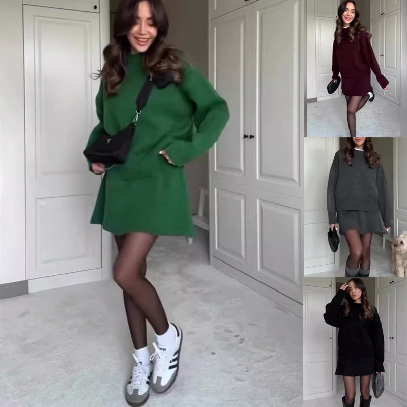 Women's Elegant Sweater Skirt Set