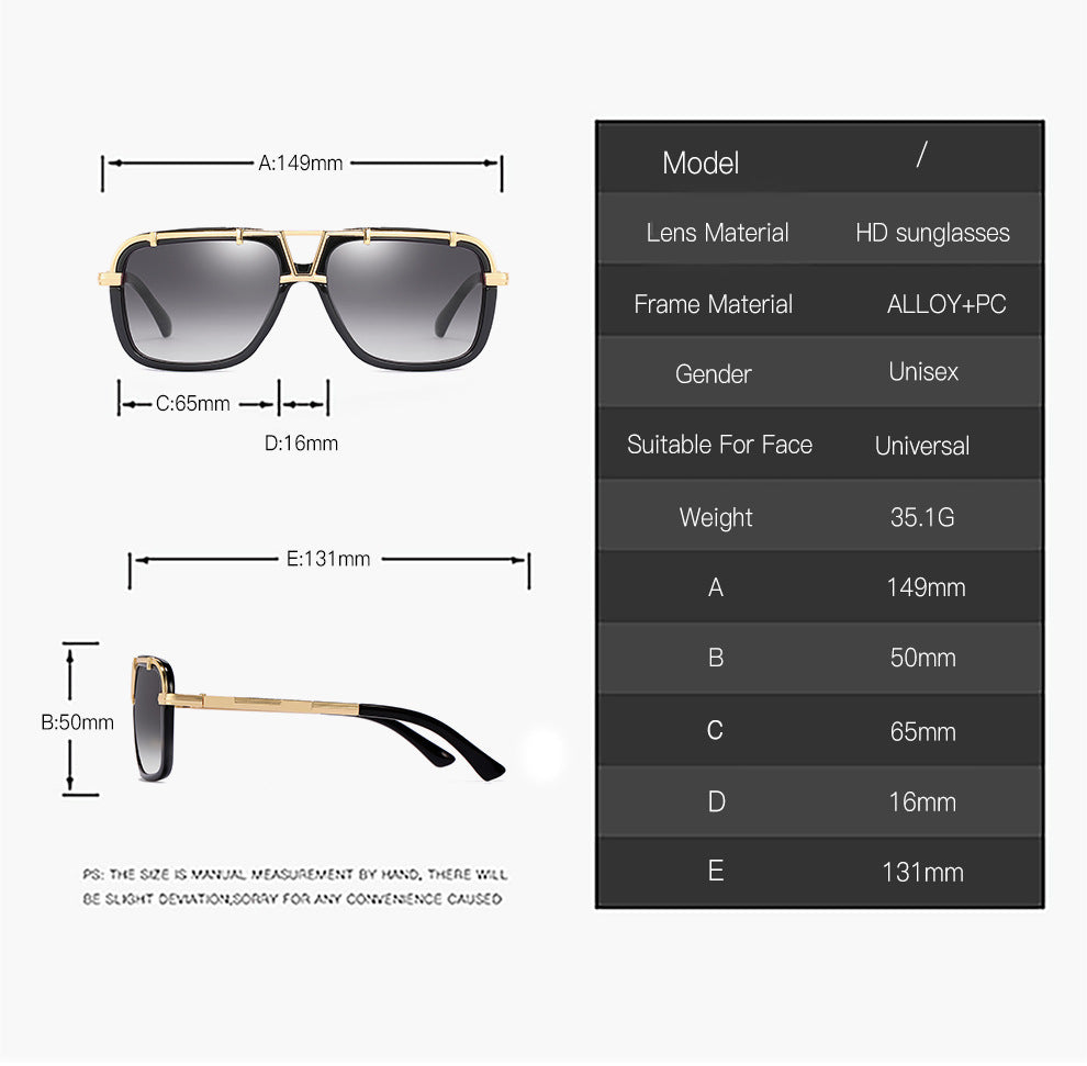 Men's Women's Large Frame PC Sunglasses