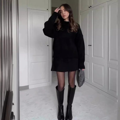 Women's Elegant Sweater Skirt Set