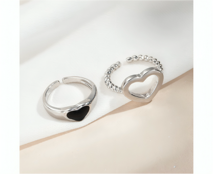 2Pcs Couple Rings Hollow Plated