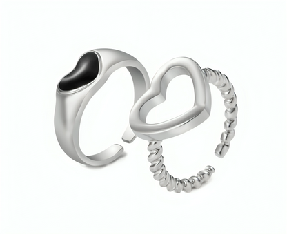 2Pcs Couple Rings Hollow Plated