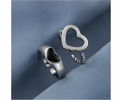 2Pcs Couple Rings Hollow Plated