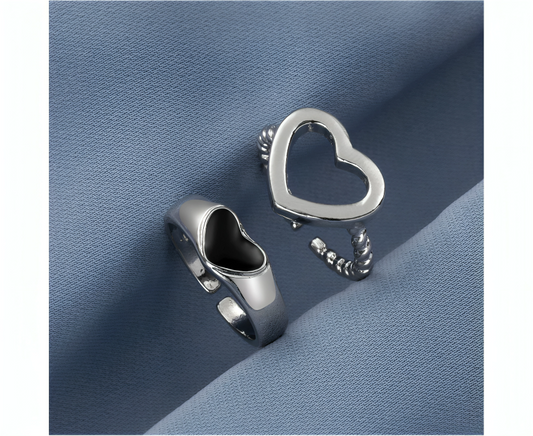 2Pcs Couple Rings Hollow Plated