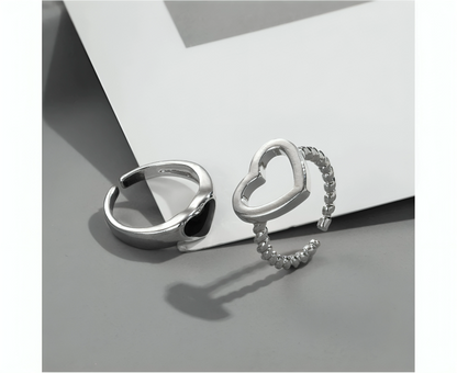 2Pcs Couple Rings Hollow Plated