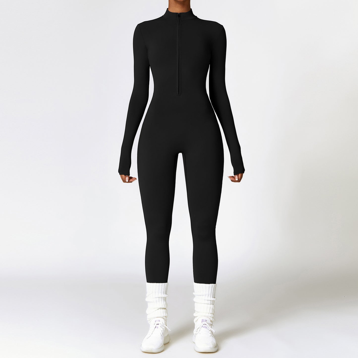 Women's Zipper Fitness Jumpsuit
