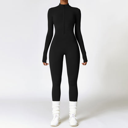 Women's Zipper Fitness Jumpsuit