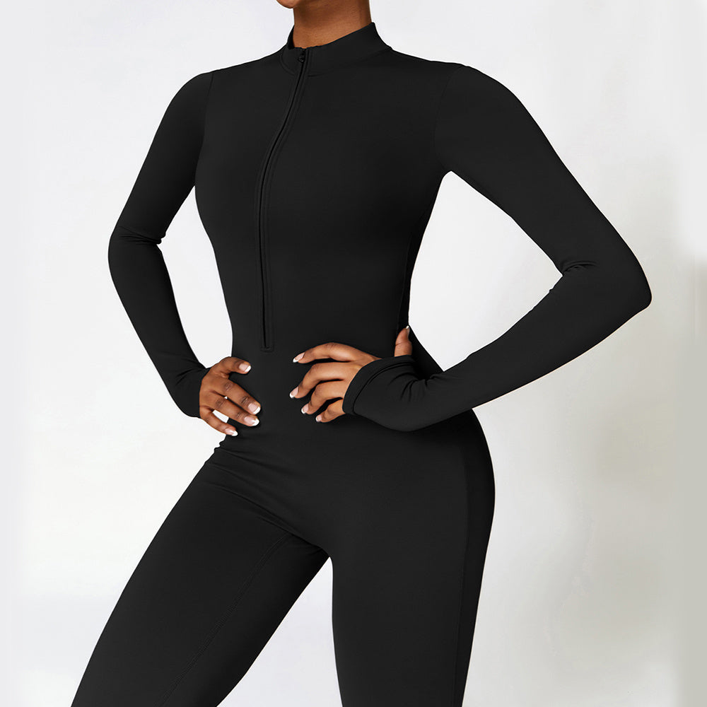 Women's Zipper Fitness Jumpsuit