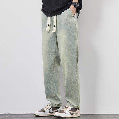 Men's Summer Wide Leg Jeans – Loose Fit Drawstring Trousers