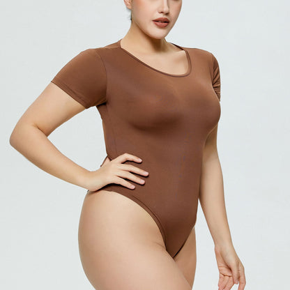 Women's Solid Color Short-sleeved T-shirt T-shaped Jumpsuit