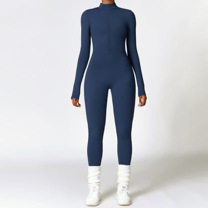 Women's Zipper Fitness Jumpsuit
