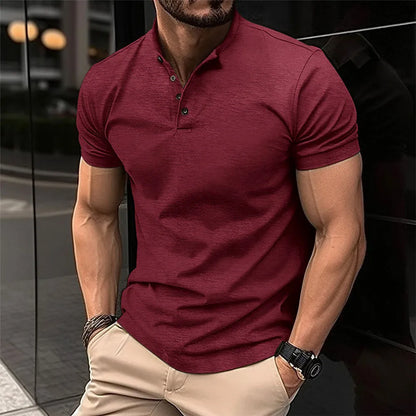 Men's Sports Henley Collar Polo Shirt