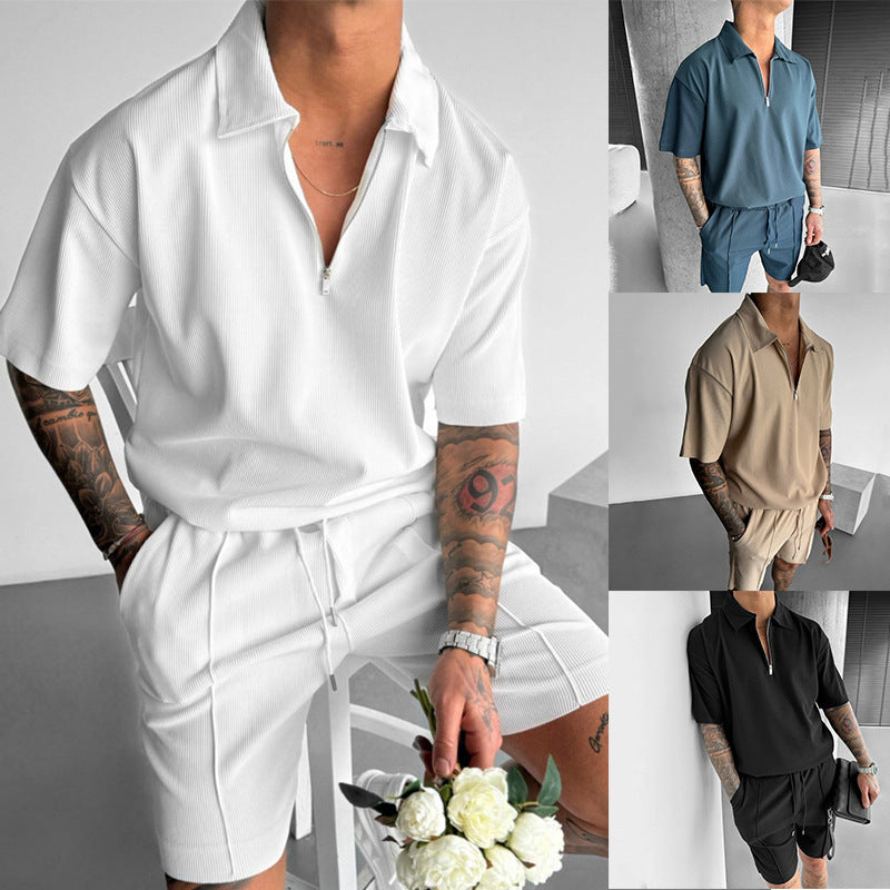 Men's Summer Polo Shorts Set