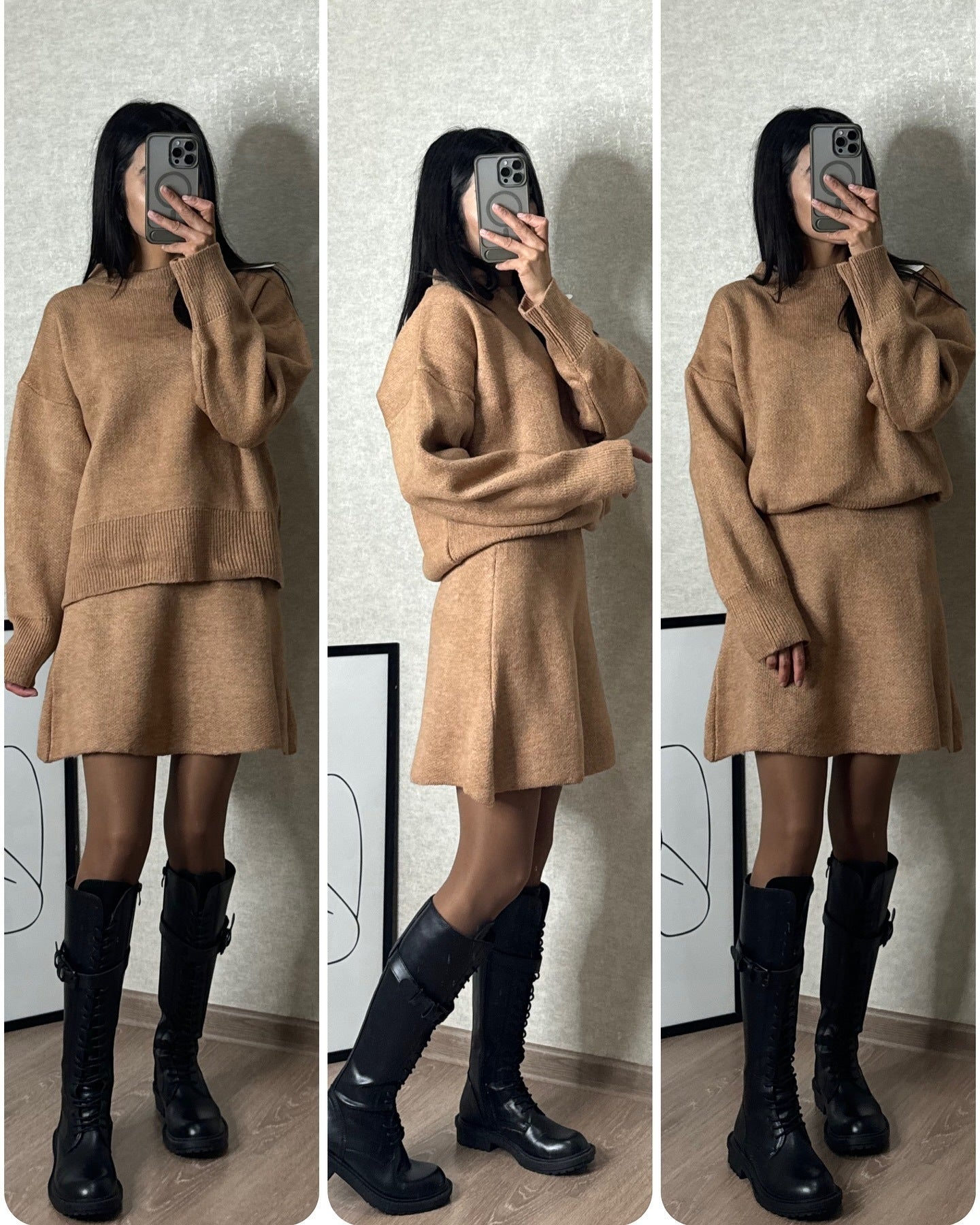 Women's Elegant Sweater Skirt Set