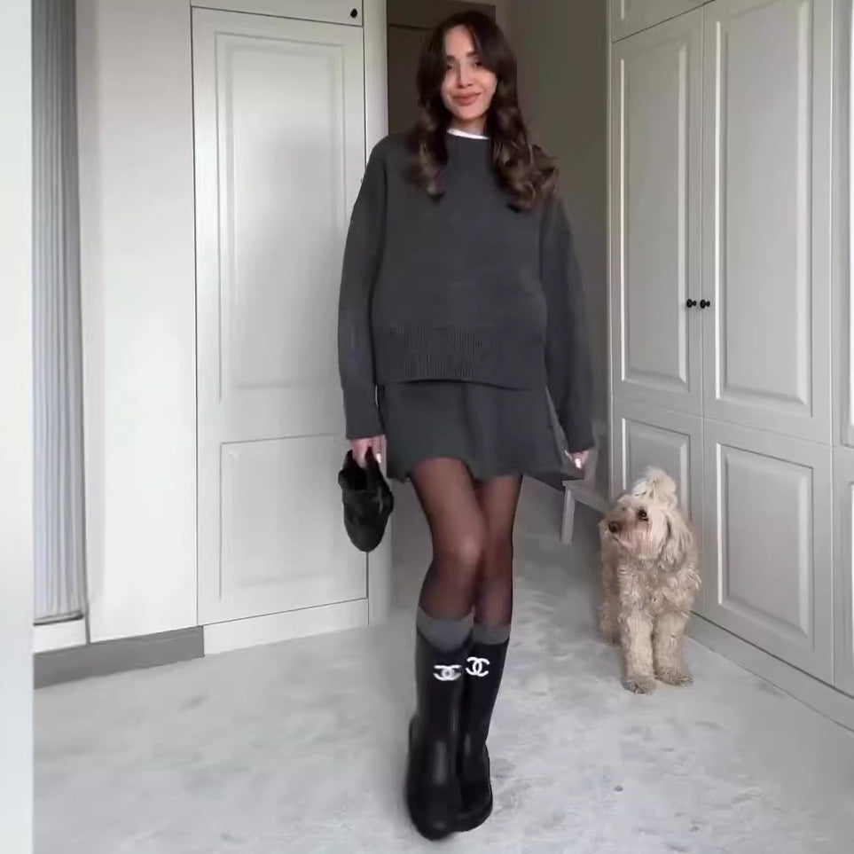 Women's Elegant Sweater Skirt Set