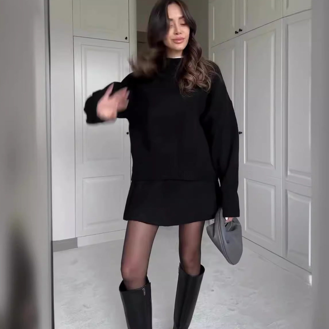 Women's Elegant Sweater Skirt Set