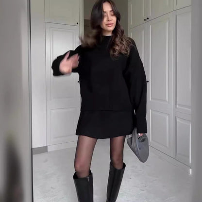 Women's Elegant Sweater Skirt Set