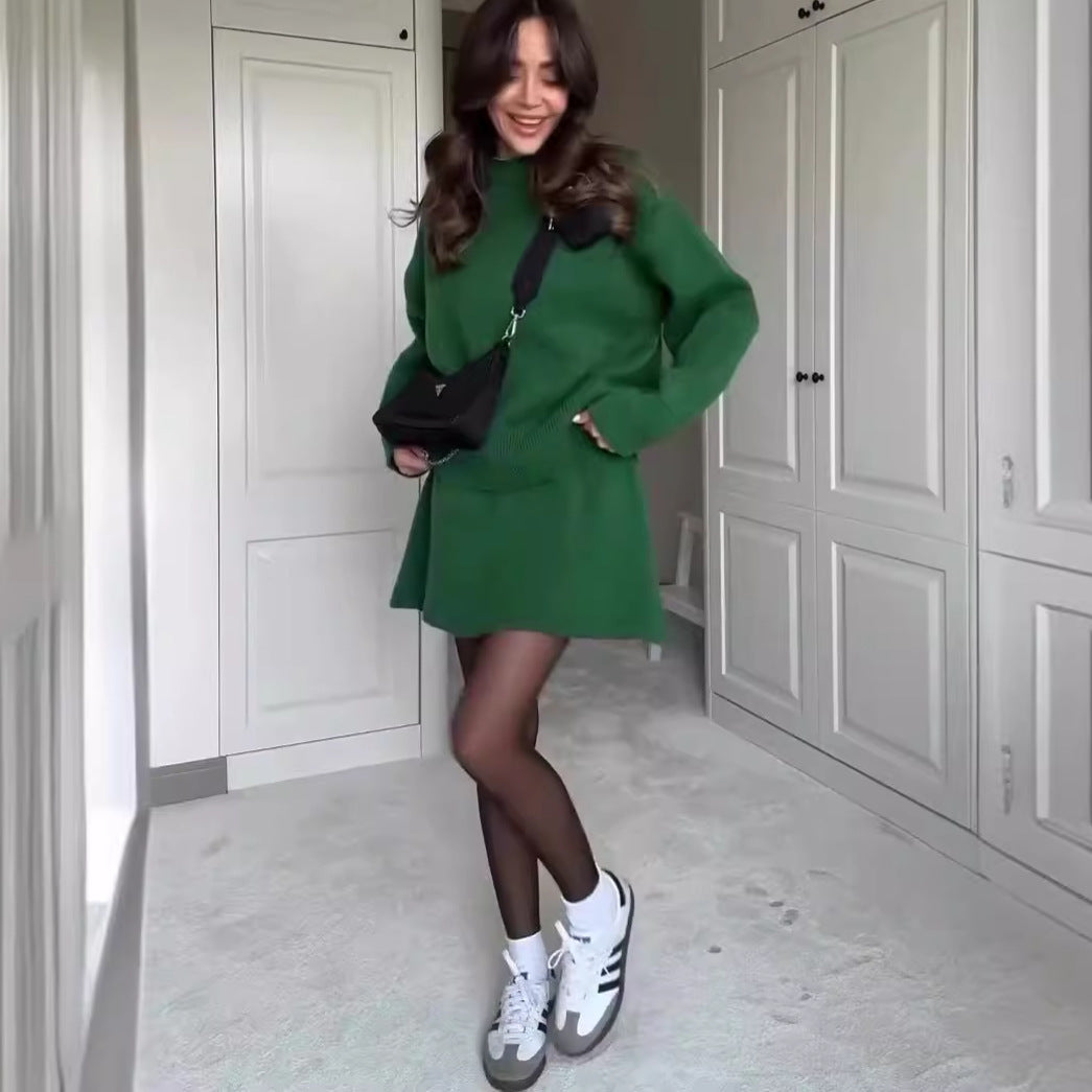 Women's Elegant Sweater Skirt Set