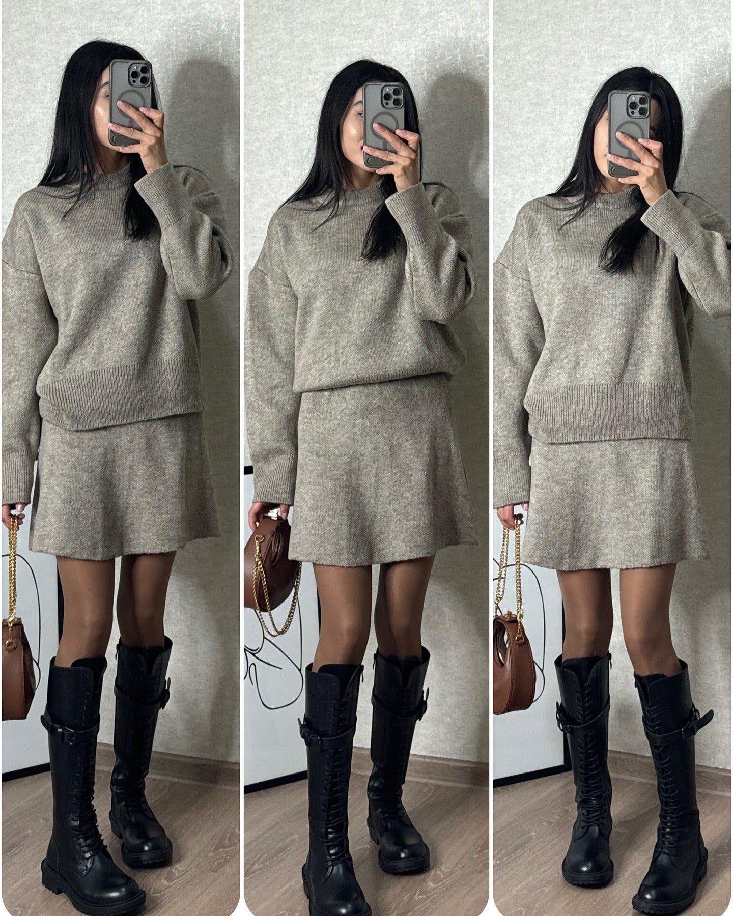 Women's Elegant Sweater Skirt Set