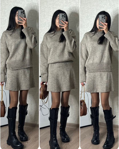 Women's Elegant Sweater Skirt Set