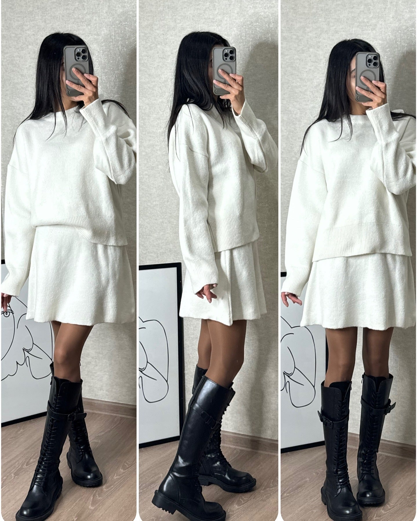 Women's Elegant Sweater Skirt Set