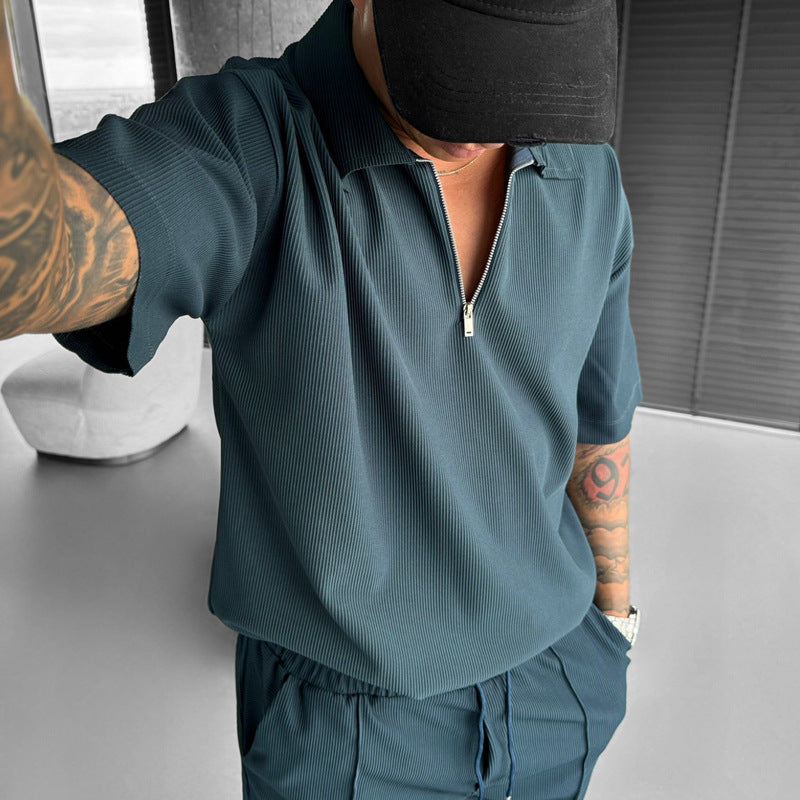 Men's Summer Polo Shorts Set